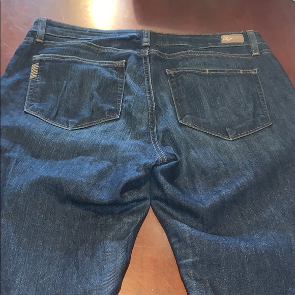 Paige Peg Skinny Distressed w holes dark wash jean - Picture 8 of 11